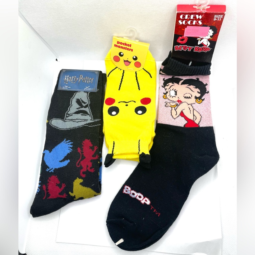 Set of 3 Pairs of Socks Character and Movie Themed. Different Lengths. New